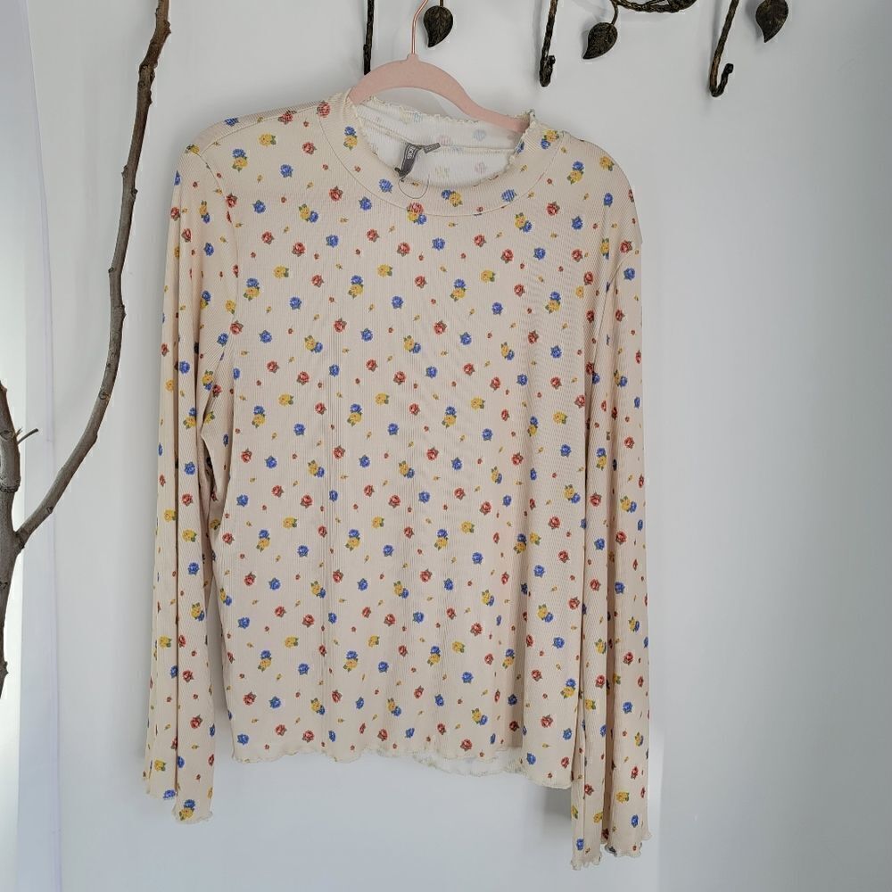 Asos vintage inspired floral bell sleeve stretchy top